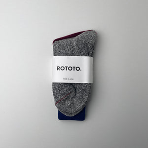 DOUBLE FACE CREW SOCKS "SILK&COTTON" BLUE / GRAY