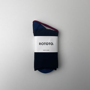 WOOLEN RETRO OD STRIPE SOCKS - BLACK / D.BLUE