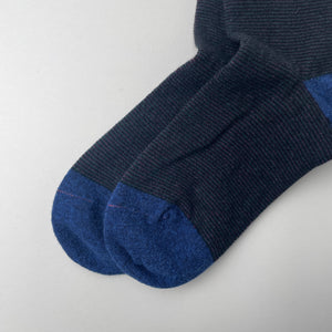 WOOLEN RETRO OD STRIPE SOCKS - BLACK / D.BLUE