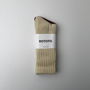 LOOSE PILE CREW SOCKS - RAW BEIGE