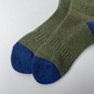 GUERNSEY PATTERN CREW SOCKS - M.GREEN / BLUE