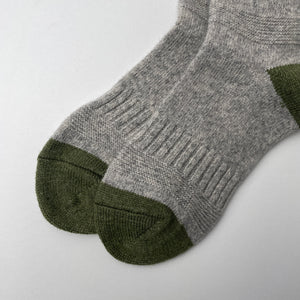 GUERNSEY PATTERN CREW SOCKS - L.GRAY / M.GREEN