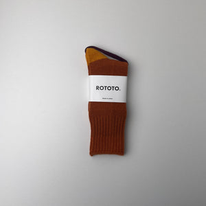 GUERNSEY PATTERN CREW SOCKS - D.ORANGE / D.YELLOW