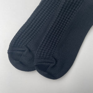 COTTON WAFFLE CREW SOCKS - BLACK