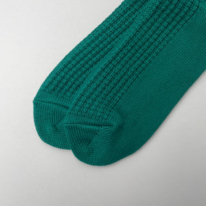 COTTON WAFFLE CREW SOCKS - SEA GREEN