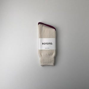 COTTON WAFFLE CREW SOCKS - RAW WHITE