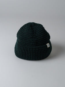 Unisex Beanie – Waffle Knit Merino Wool (614 Dark Teal)