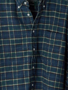 Cotton Slub Check Flannel Shirt - Blue