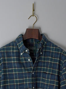 Cotton Slub Check Flannel Shirt - Blue