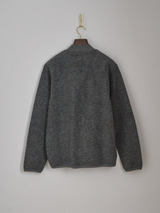 Zip Bomber in Wool Fleece - Grey Marl