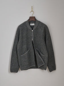 Zip Bomber in Wool Fleece - Grey Marl