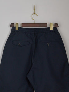 Pleated Track Short in Brushed Polytech - Navy