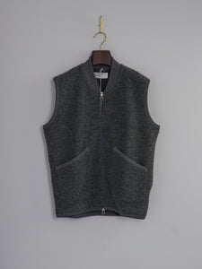 Zip Waistcoat in Wool Fleece - Grey Marl