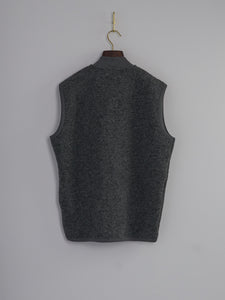 Zip Waistcoat in Wool Fleece - Grey Marl