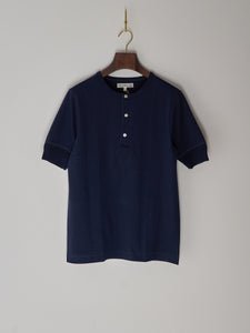 Men's Short Sleeve Loopwheeled Henley - 7.2oz Classic Fit (66 Ink Blue)