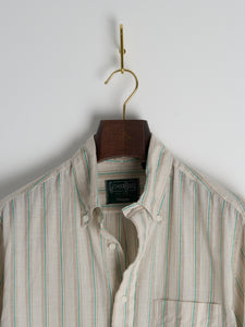 Tan Cotton/Ramie Cabana Stripe Long-Sleeve Shirt