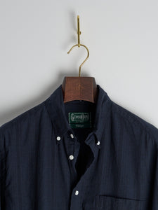 Navy Cotton/Linen Dobby Stripe