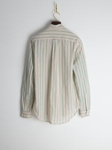 Tan Cotton/Ramie Cabana Stripe Long-Sleeve Shirt