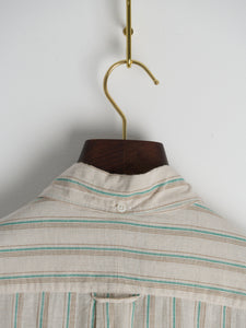 Tan Cotton/Ramie Cabana Stripe Long-Sleeve Shirt